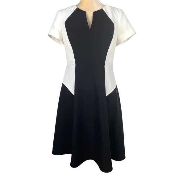 Rebecca Taylor Flutter Fit Flair Black & White Mini Dress Size 6 Cocktail Office - Picture 1 of 8
